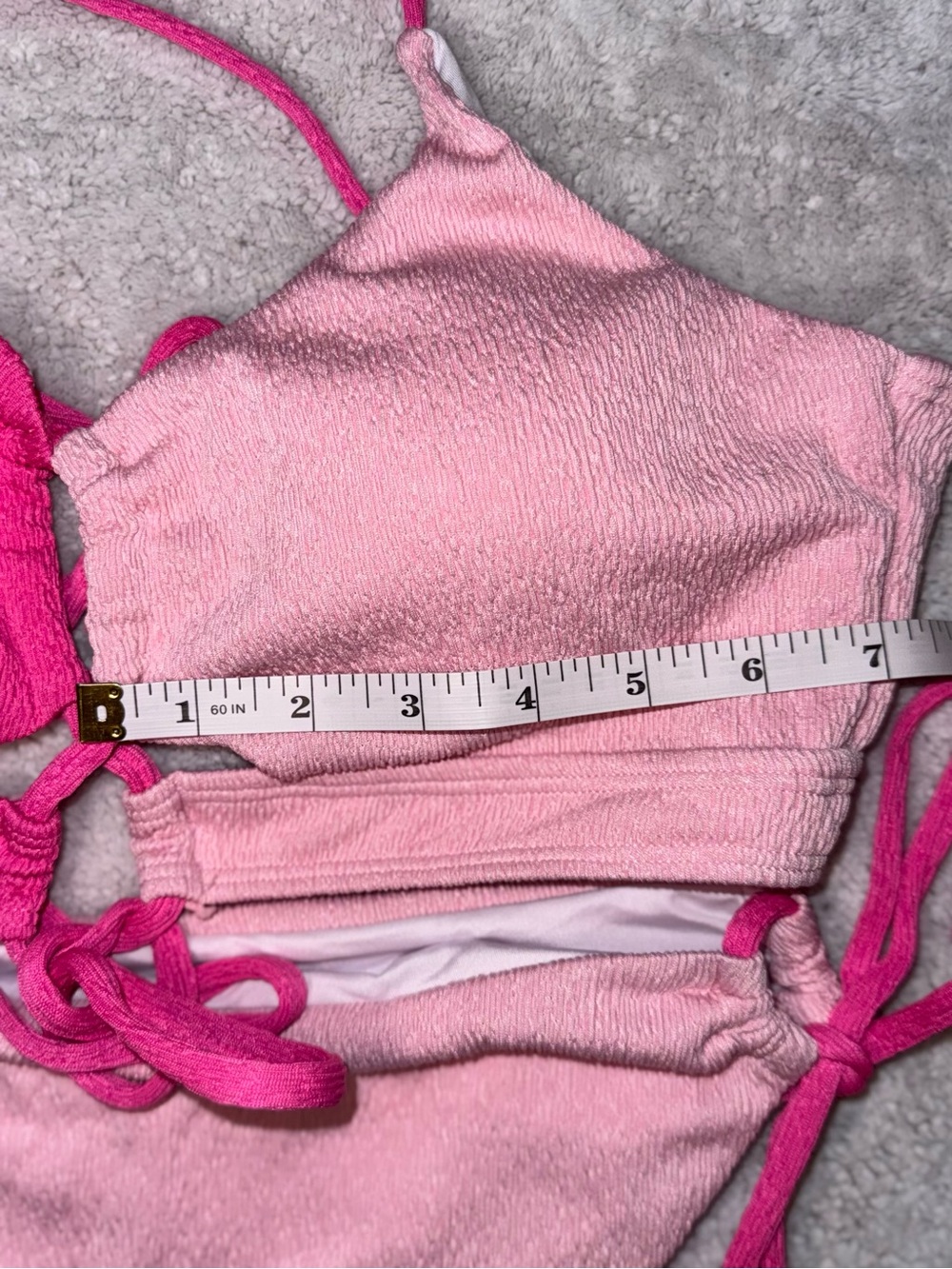 B2prity Two Tone Pink Bikini Set Textured Halter Tie Side Swimwear NWT - Picture 8 of 8